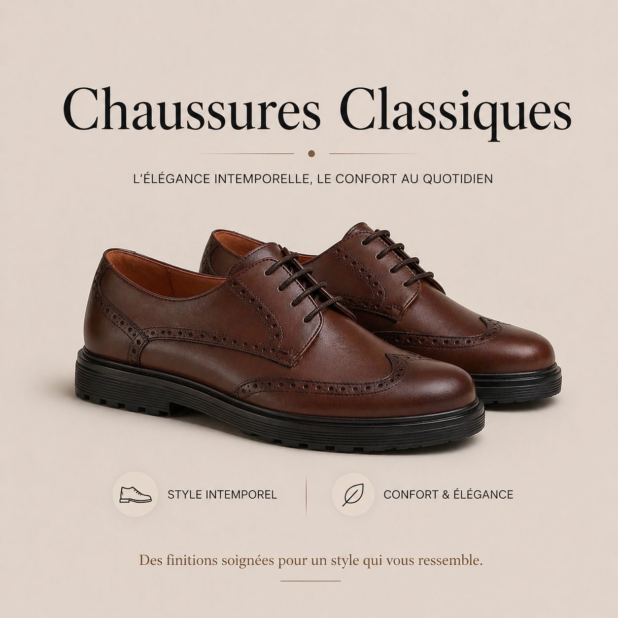 Chaussure classique homme cuir noir élégante Maroc, chaussure classique homme marron style formel Casablanca, chaussure classique homme business confortable Maroc
