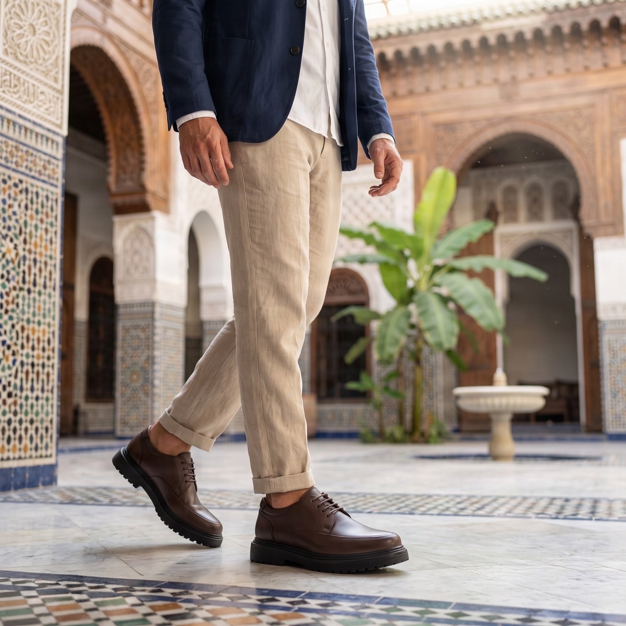 "Alpha Step" - Chaussure Derby Robuste en Cuir Véritable vue 6 - BLISS