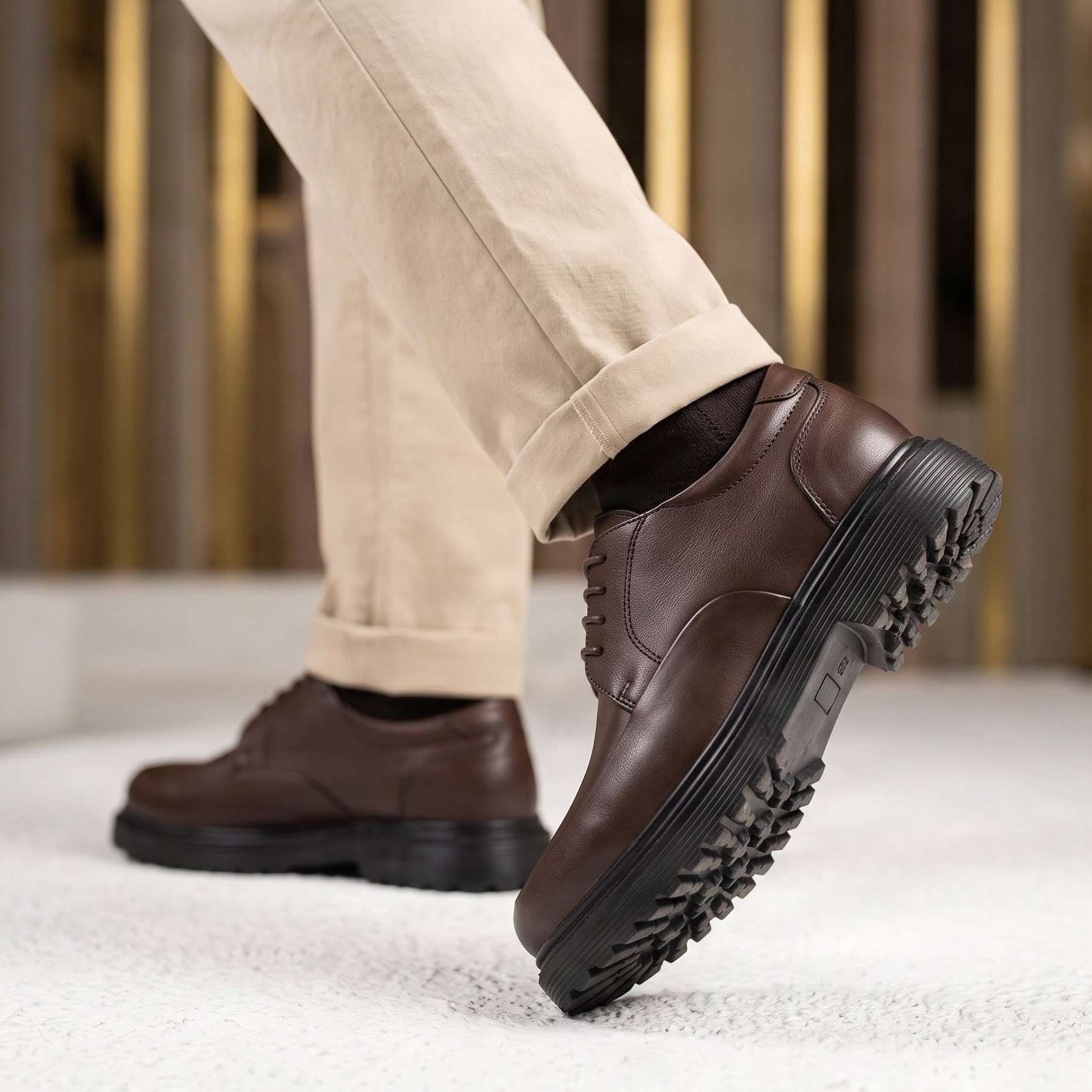 "Alpha Step" - Chaussure Derby Robuste en Cuir Véritable vue 1 - BLISS